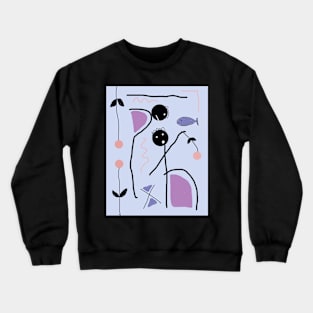 Kids and 3 Orange Flowers Stick Figure Crewneck Sweatshirt